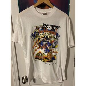 Vintage Captain Blackbeard Pirate T Shirt Cape Hatteras NC Graphic Tee Mens XL